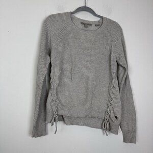 Royal Robbin’s Woman’s Gray Long Sleeve Lace Up Side Sweater Standard Fit Small